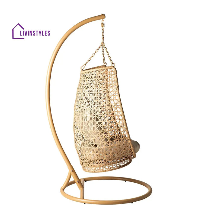 Rosie Single Seater Hanging Swing With Stand For Balcony Garden (Honey) - Swings