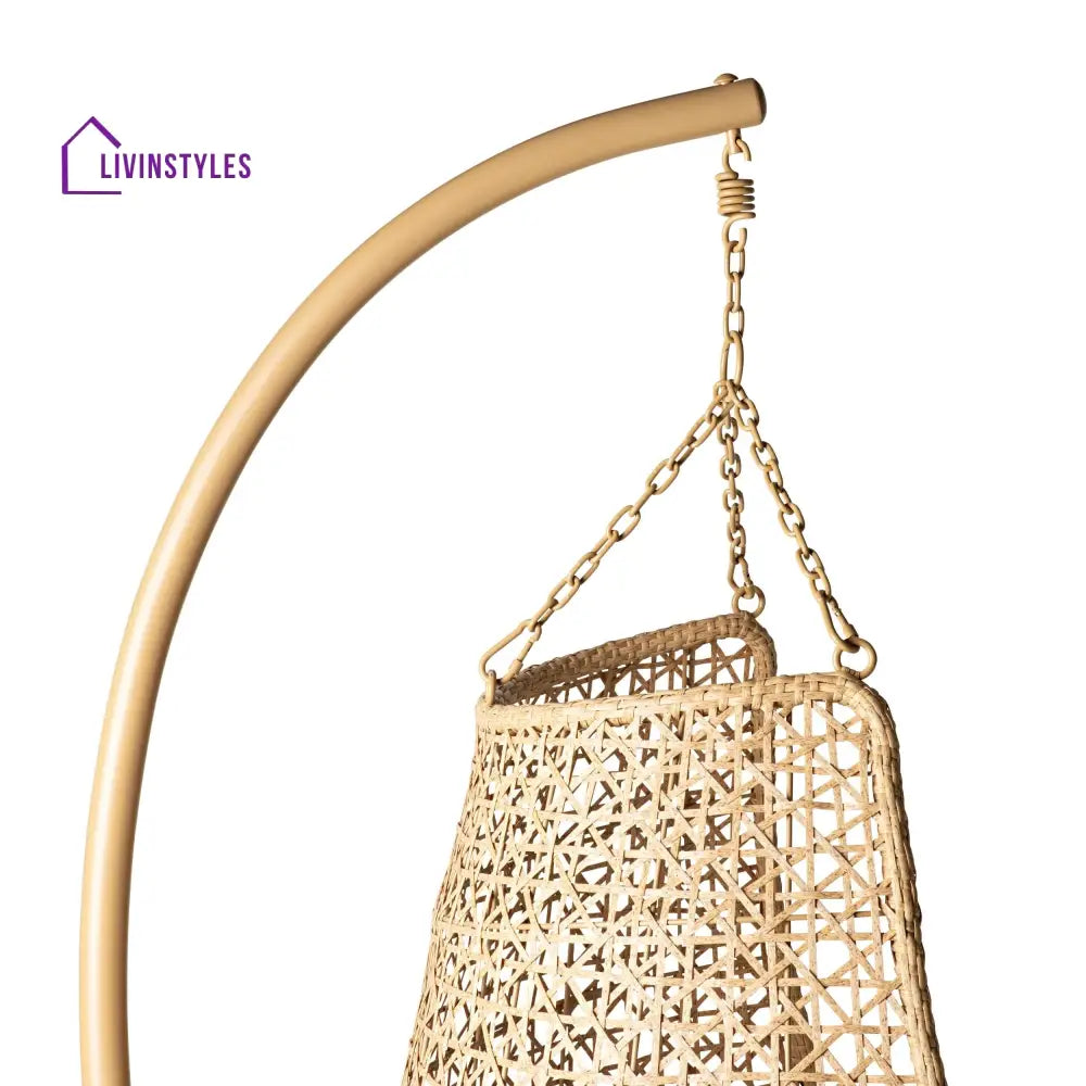 Rosie Single Seater Hanging Swing With Stand For Balcony Garden (Honey) - Swings