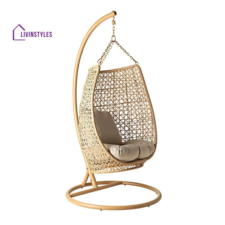 Rosie Single Seater Hanging Swing With Stand For Balcony Garden (Honey) - Swings
