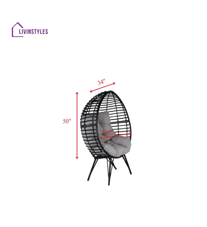 Rosiello Single Seater Swing Basket For Balcony & Garden (Black) - Swings