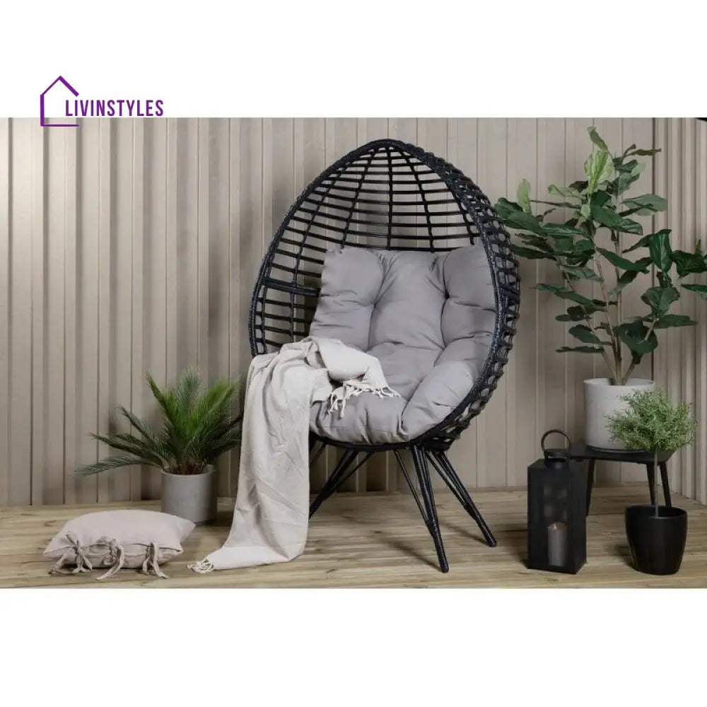 Rosiello Single Seater Swing Basket For Balcony & Garden (Black) - Swings