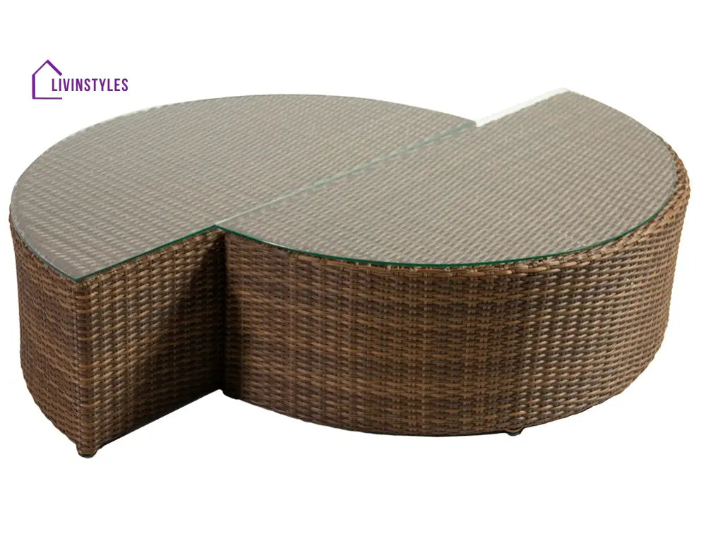 Rossi Outdoor Patio Round Sofa Set 8 Seater 1 Side table and 2 Center Table (Brown) - Sofa Sets