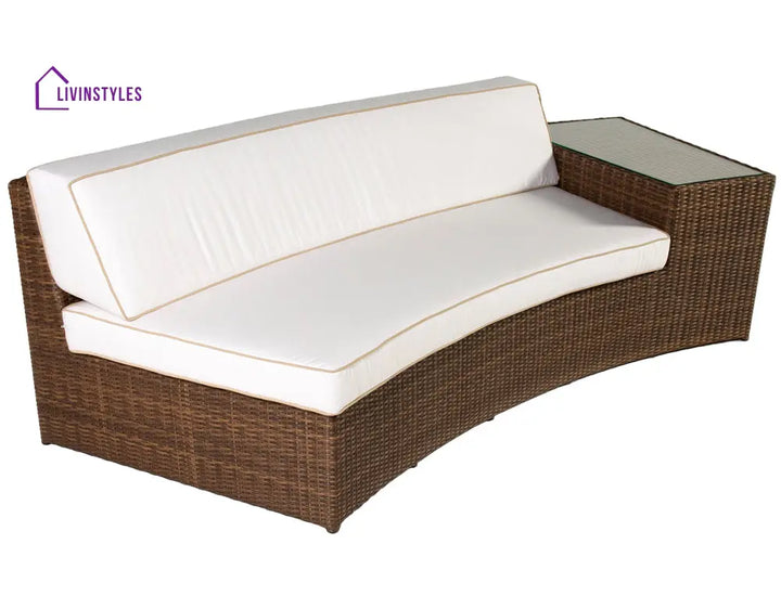 Rossi Outdoor Patio Round Sofa Set 8 Seater 1 Side table and 2 Center Table (Brown) - Sofa Sets