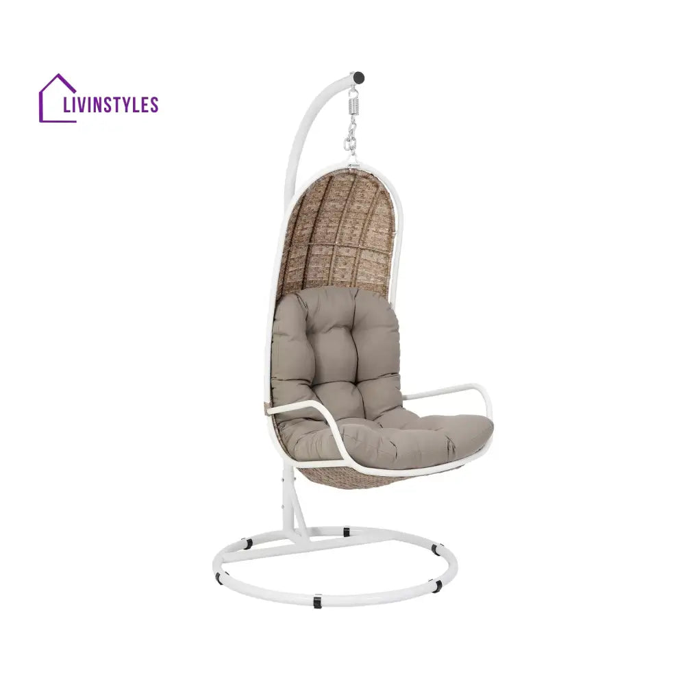 Rossi Single Seater Hanging Swing With Stand For Balcony Garden Swing (Sea shell) - Swings