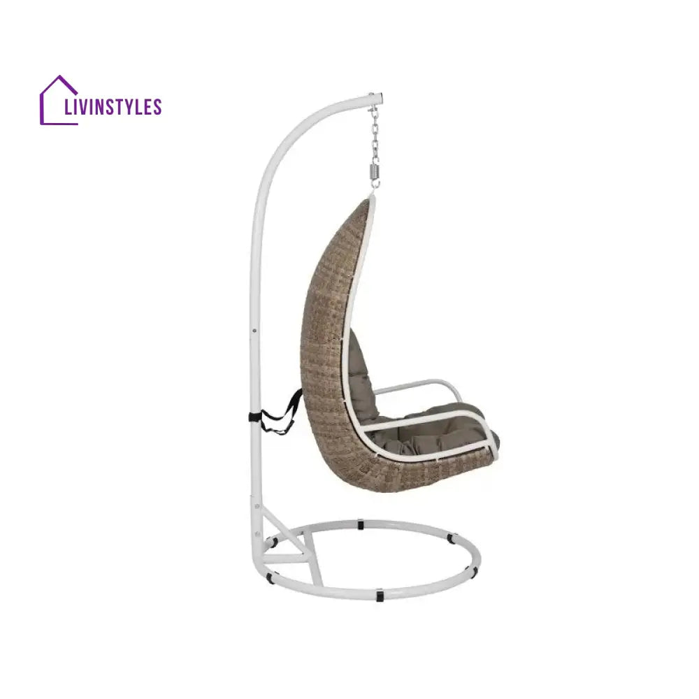 Rossi Single Seater Hanging Swing With Stand For Balcony Garden Swing (Sea shell) - Swings