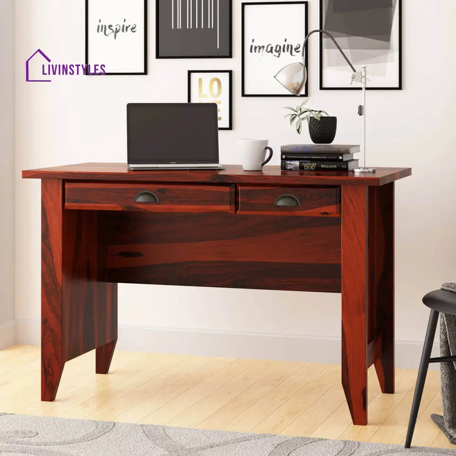 Adahy Solid Sheesham Wood 2 Drawer Study Desk