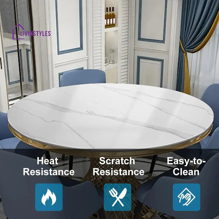 Rostislav Stainless Steel 6 Seater Dining Table Set | Marble Top