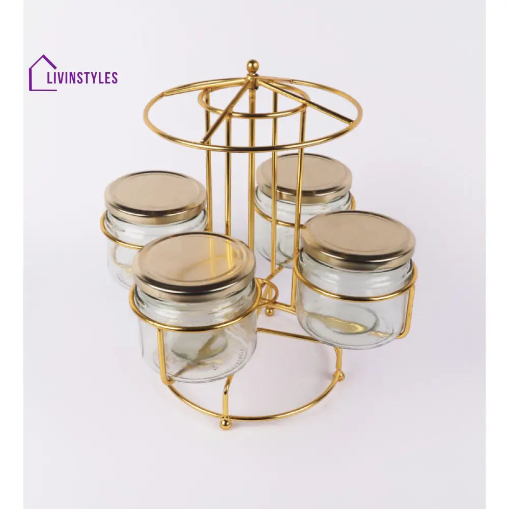 Round Dry Fruits Serving Platter With Jars | 350 Ml