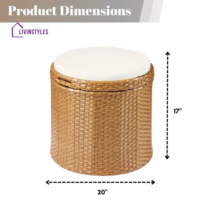 Round Wicker Ottoman for Patio & Backyard