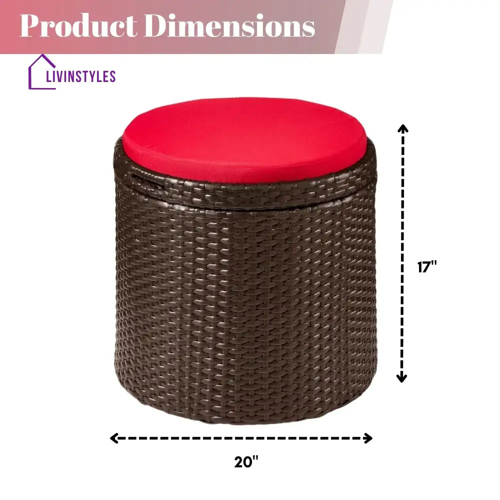 Round Wicker Ottoman for Patio & Backyard - Footrest