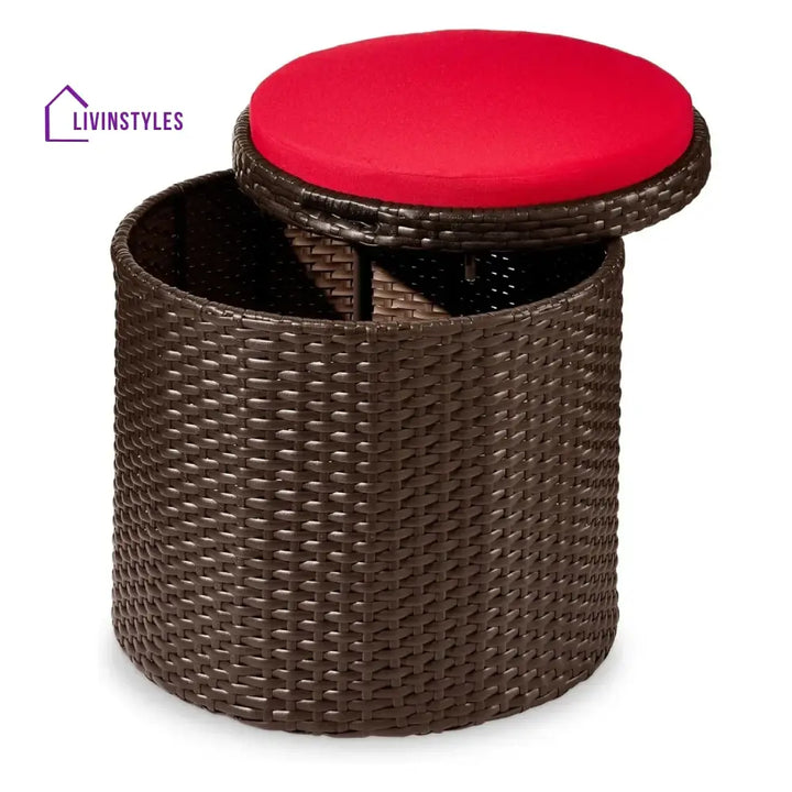 Round Wicker Ottoman for Patio & Backyard - Footrest