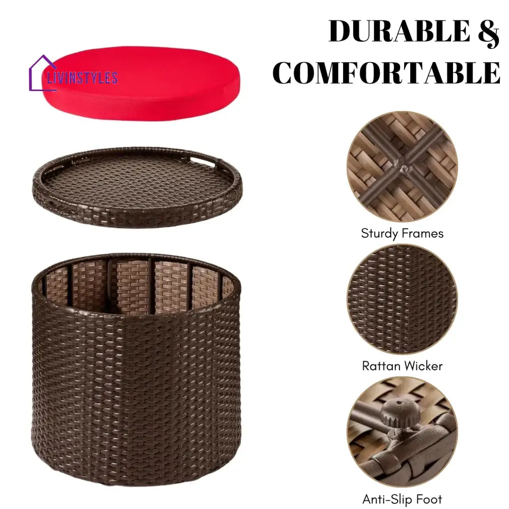Round Wicker Ottoman for Patio & Backyard - Footrest