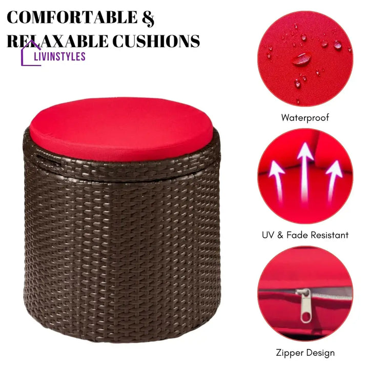Round Wicker Ottoman for Patio & Backyard - Footrest