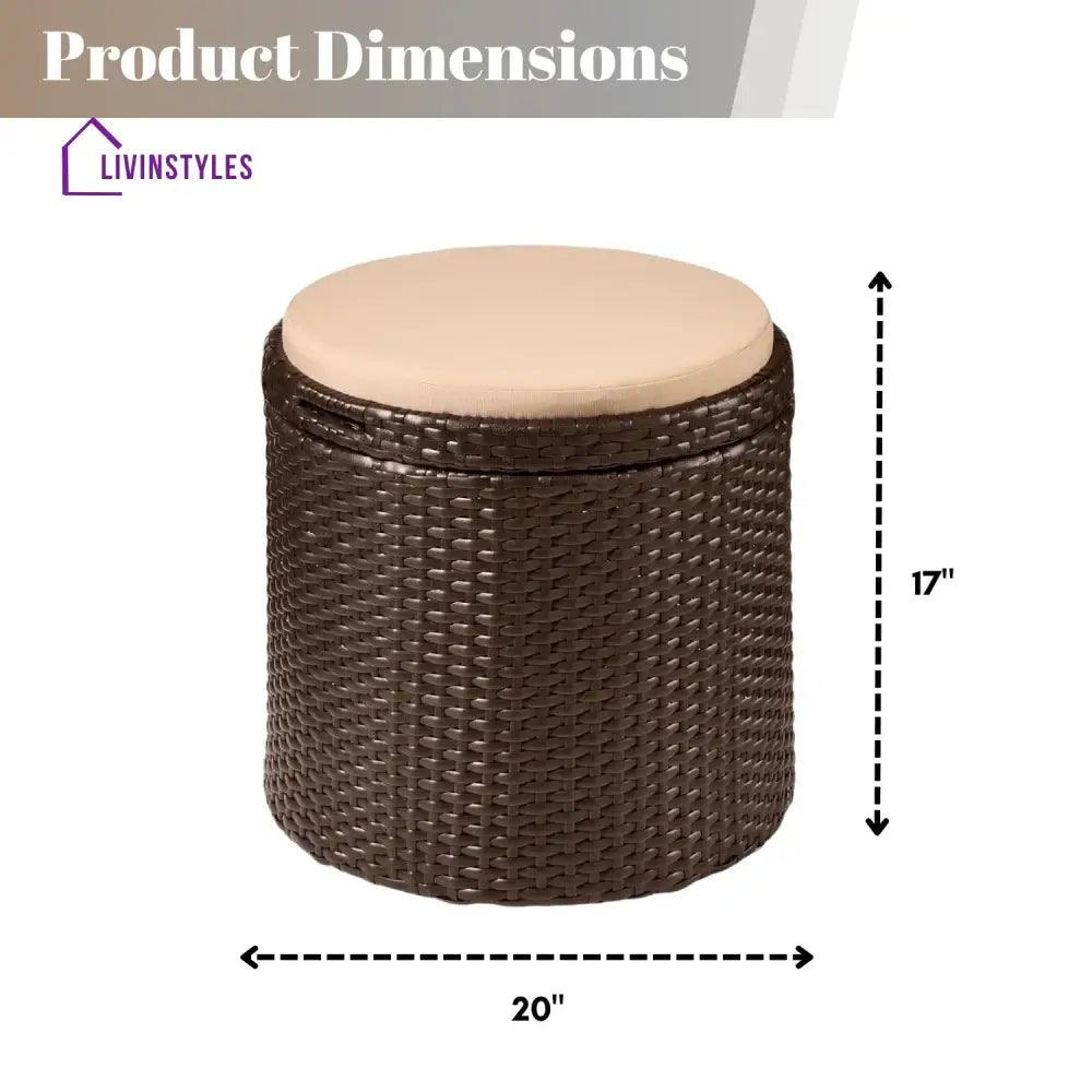 Round Wicker Ottoman for Patio & Backyard - Footrest