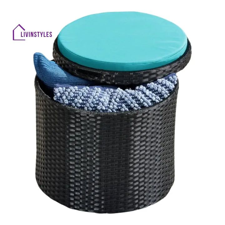 Round Wicker Ottoman for Patio & Backyard - Footrest