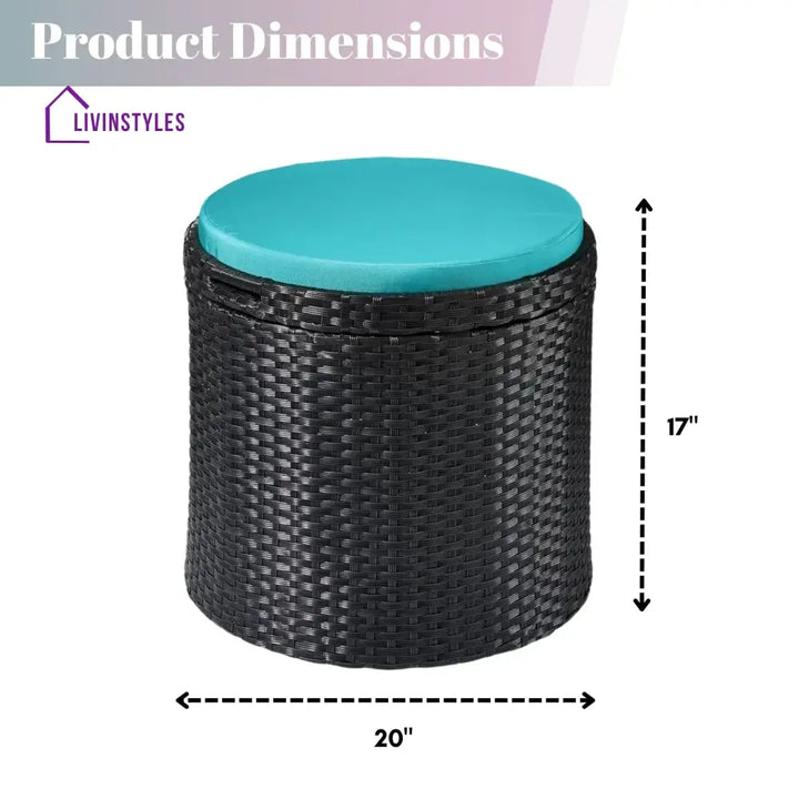 Round Wicker Ottoman for Patio & Backyard - Footrest
