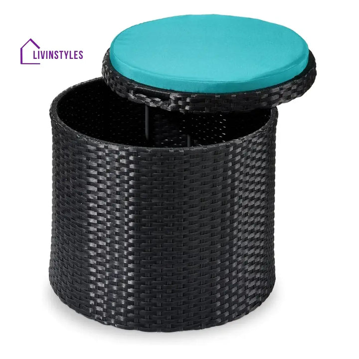 Round Wicker Ottoman for Patio & Backyard - Footrest
