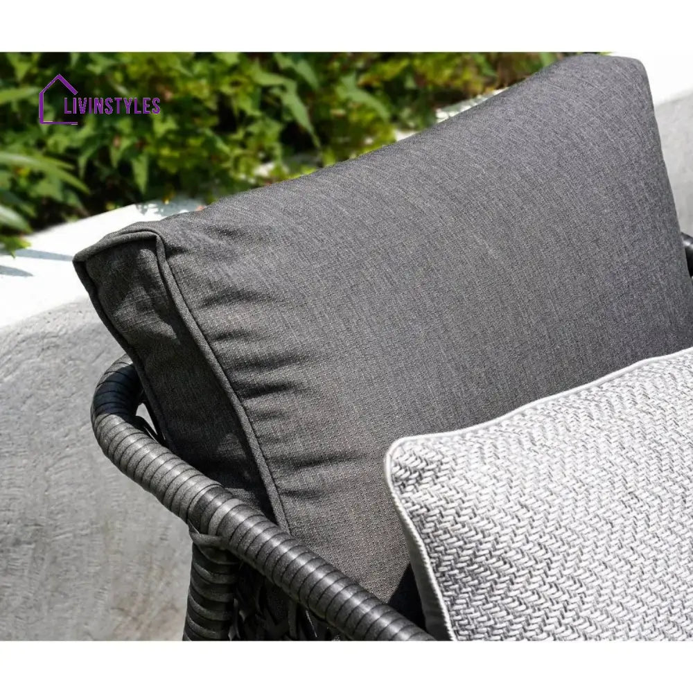 Rowan L-Shaped Patio Conversation Sofa Set with Thick Cushions & Side Table (Grey) - Sofa Set