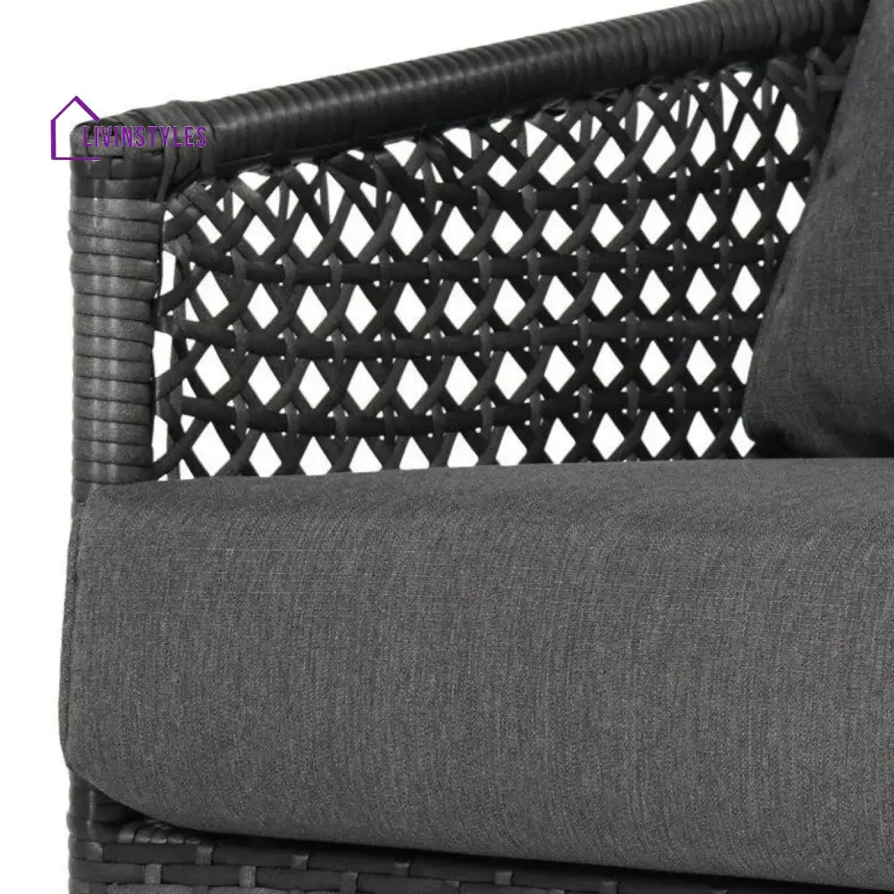 Rowan L-Shaped Patio Conversation Sofa Set with Thick Cushions & Side Table (Grey) - Sofa Set