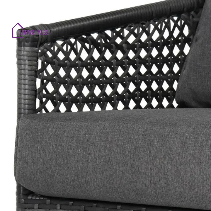 Rowan L-Shaped Patio Conversation Sofa Set with Thick Cushions & Side Table (Grey) - Sofa Set