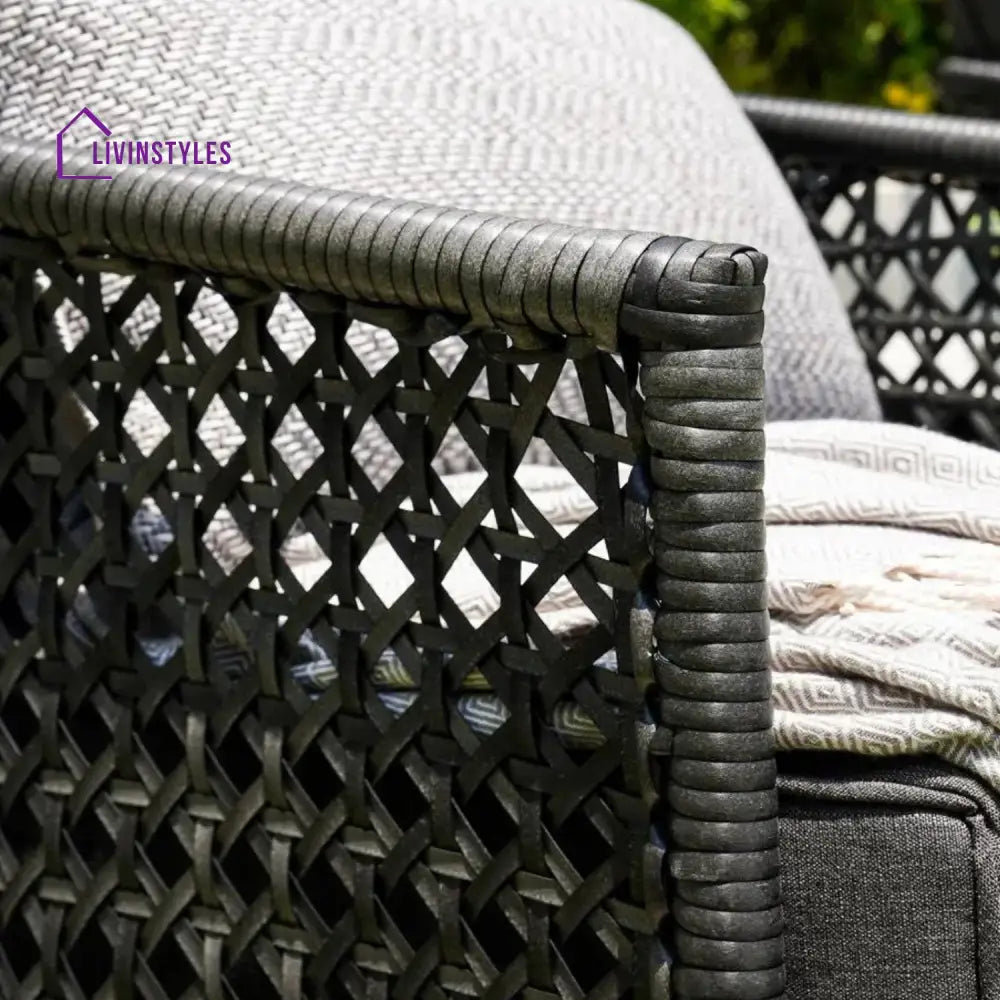 Rowan L-Shaped Patio Conversation Sofa Set with Thick Cushions & Side Table (Grey) - Sofa Set
