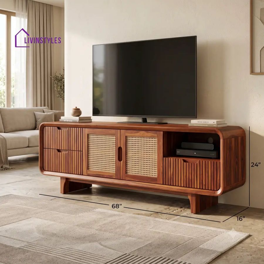 Roxane Solid Sheesham Wood Tv Unit for Living Room | Tv Cabinet | Tv Console Unit