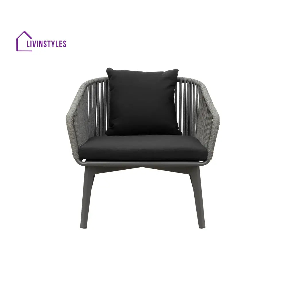 Roxy Outdoor Garden Balcony Sofa Set 2 Seater 2 Single seater and 1 Center Table Set Braid & Rope (Dark Grey) - Sofa