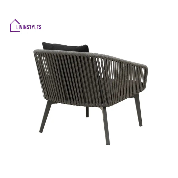 Roxy Outdoor Garden Balcony Sofa Set 2 Seater 2 Single seater and 1 Center Table Set Braid & Rope (Dark Grey) - Sofa