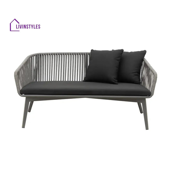 Roxy Outdoor Garden Balcony Sofa Set 2 Seater 2 Single seater and 1 Center Table Set Braid & Rope (Dark Grey) - Sofa