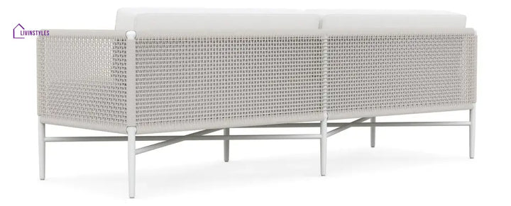 Roza Outdoor Garden Balcony Sofa Set 2 Seater and 2 Single Seater With 1 Center Table Set Braid & Rope (White + Beige)