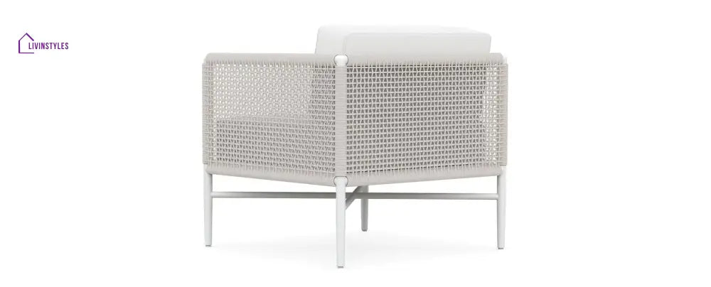 Roza Outdoor Garden Balcony Sofa Set 2 Seater and 2 Single Seater With 1 Center Table Set Braid & Rope (White + Beige)