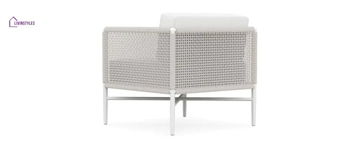 Roza Outdoor Garden Balcony Sofa Set 2 Seater and 2 Single Seater With 1 Center Table Set Braid & Rope (White + Beige)