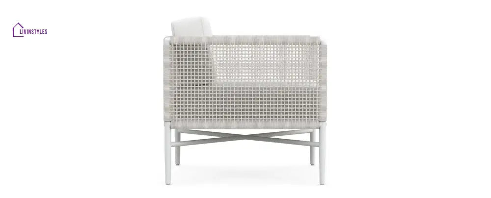 Roza Outdoor Garden Balcony Sofa Set 2 Seater and 2 Single Seater With 1 Center Table Set Braid & Rope (White + Beige)