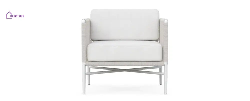 Roza Outdoor Garden Balcony Sofa Set 2 Seater and 2 Single Seater With 1 Center Table Set Braid & Rope (White + Beige)