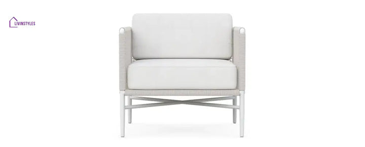 Roza Outdoor Garden Balcony Sofa Set 2 Seater and 2 Single Seater With 1 Center Table Set Braid & Rope (White + Beige)