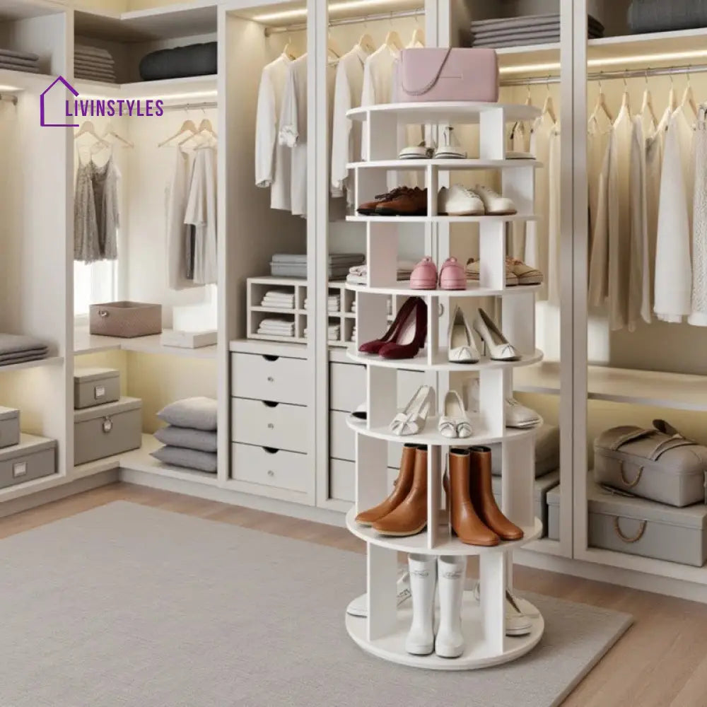 Rozaliya Engineered Wood Rotating Shoe Rack for Home