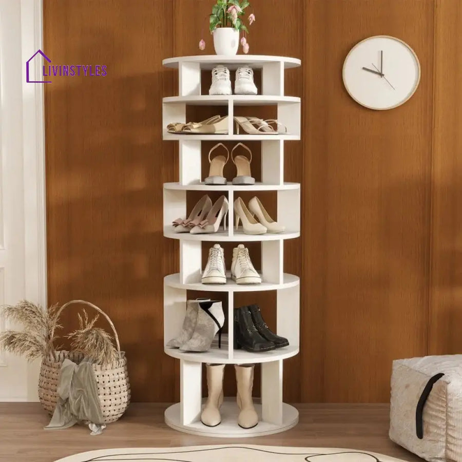 Rozaliya Engineered Wood Rotating Shoe Rack for Home