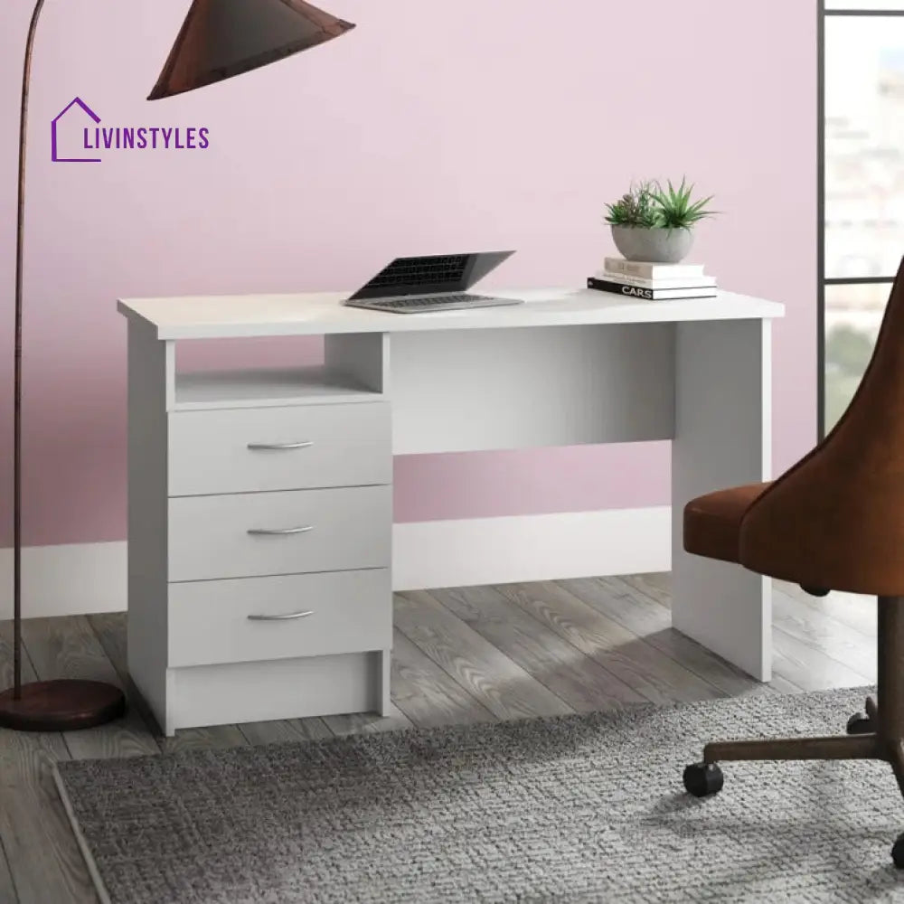 Rozaliya White Study Table for Students