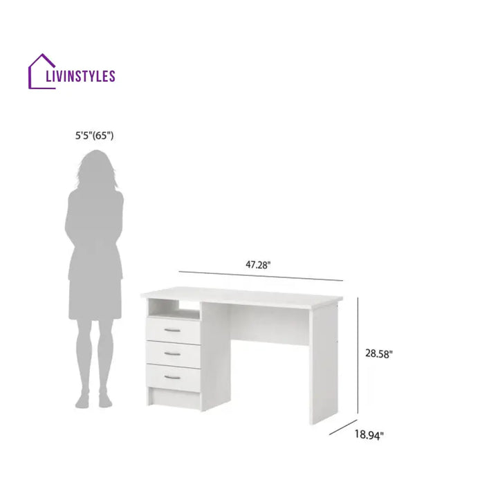 Rozaliya White Study Table for Students