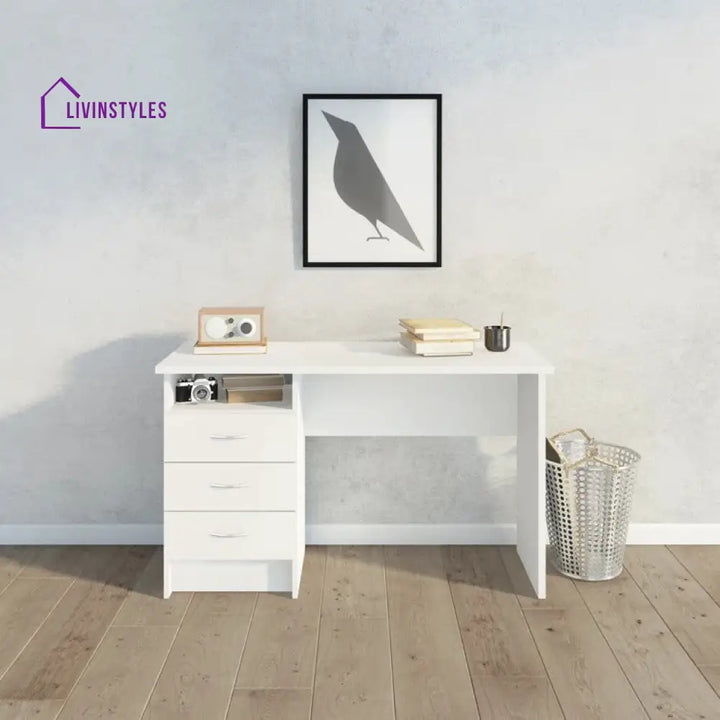 Rozaliya White Study Table for Students
