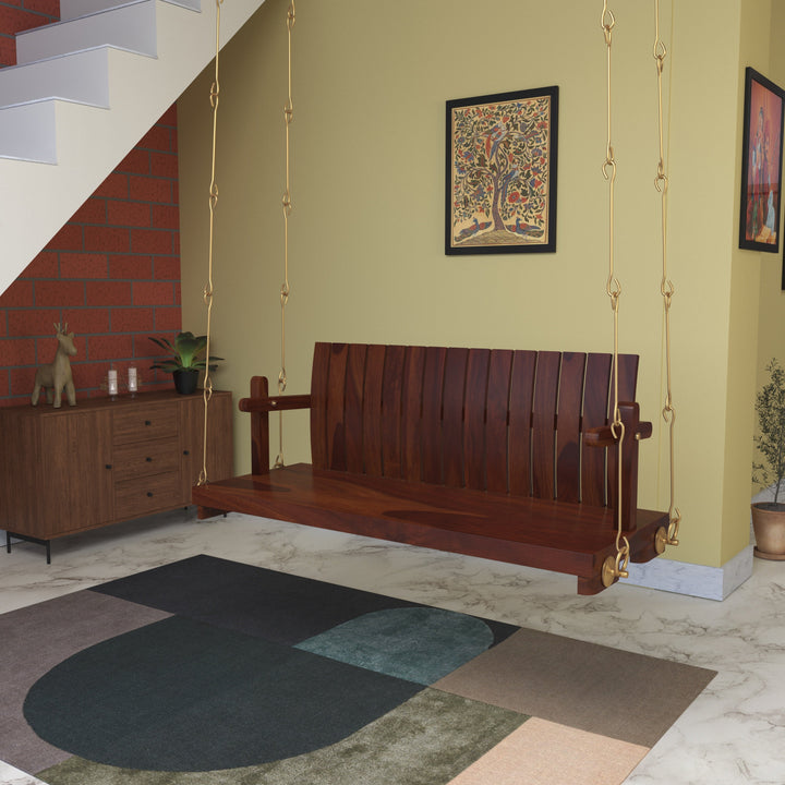 Ashna Elegant Wooden Swing Under Staircase with Traditional Decor Accents