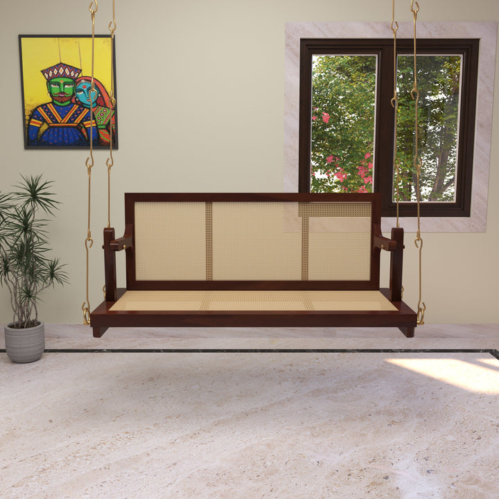 Drishti traditional cane swing with seating and back