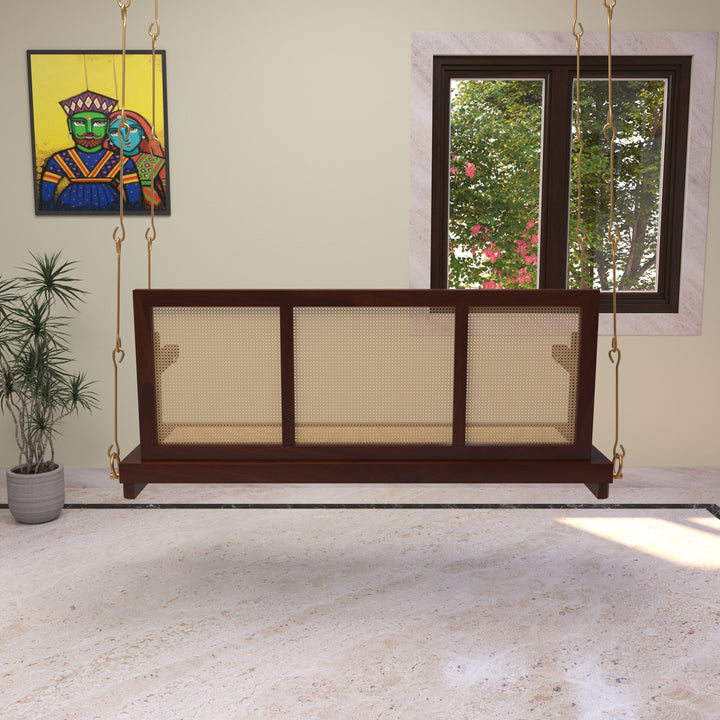 Drishti traditional cane swing with seating and back