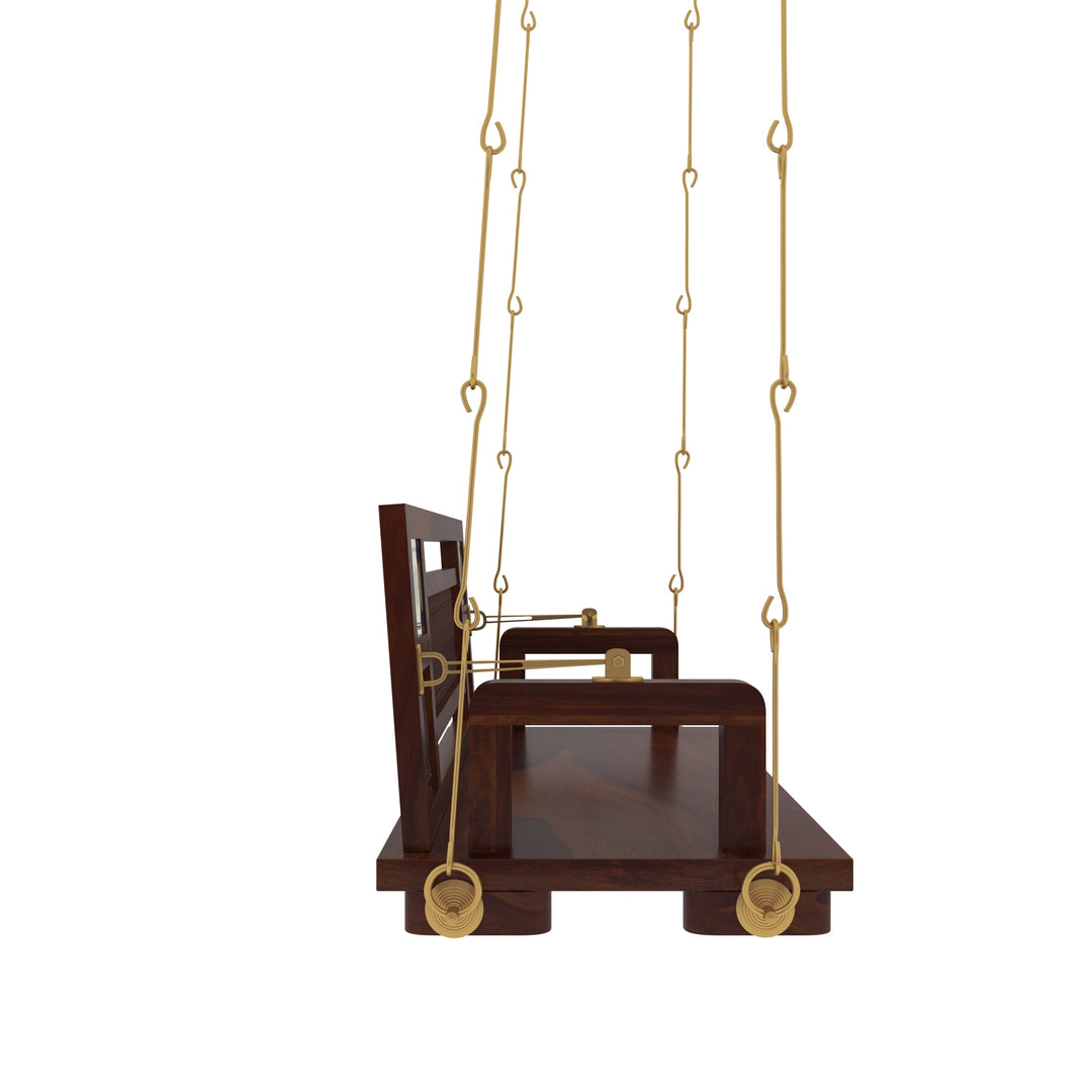 Naisha Traditional Wooden Swing with Ceramic Tile Inlays in Contemporary Living Room