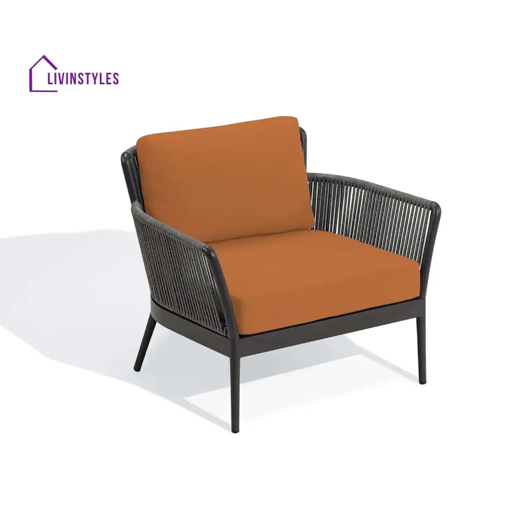 Rua Outdoor Garden Balcony Sofa Set 2 Seater 2 Single Seater 1 Center Table Set (Dark Grey) Braided and Rope - Sofa Sets