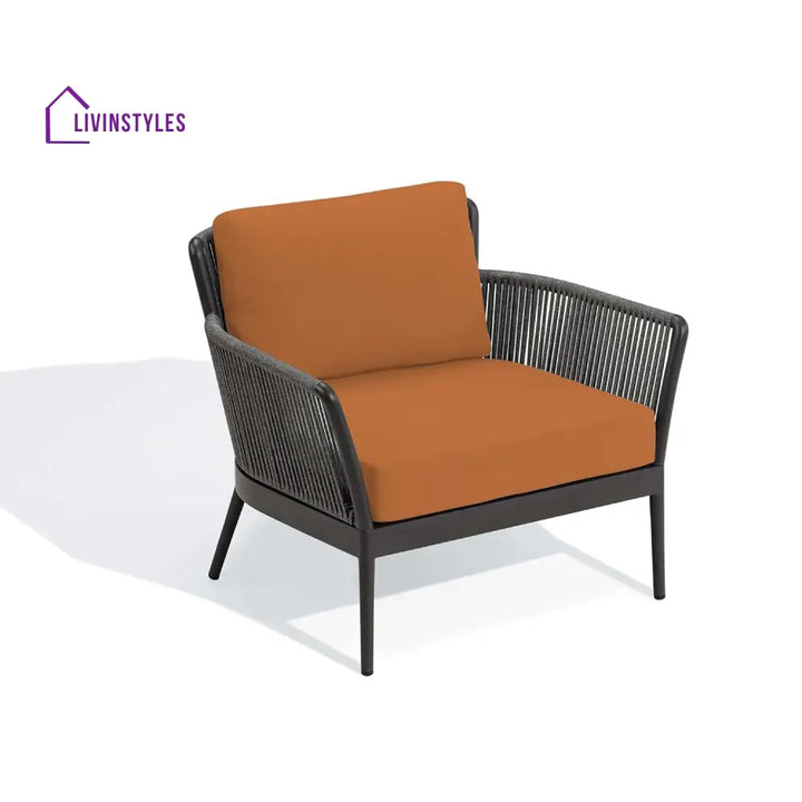 Rua Outdoor Garden Balcony Sofa Set 2 Seater 2 Single Seater 1 Center Table Set (Dark Grey) Braided and Rope - Sofa Sets