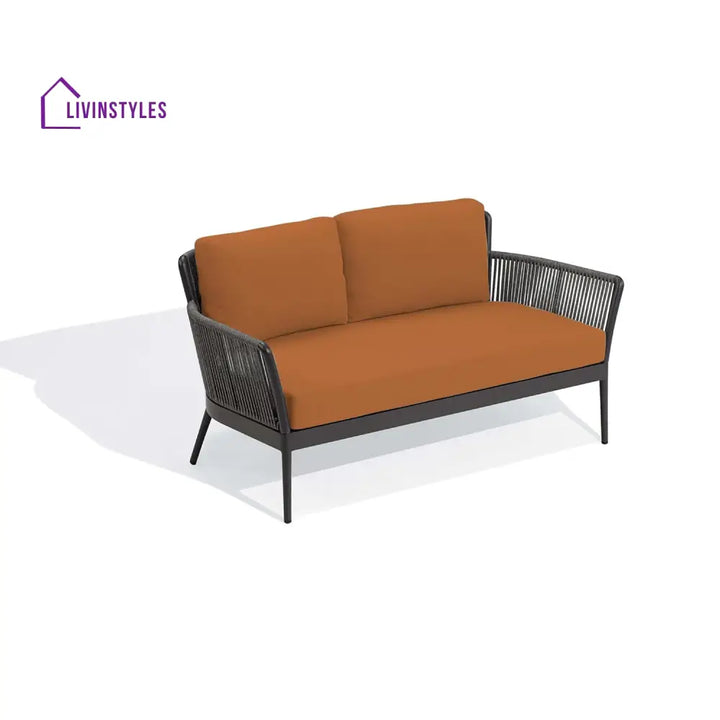 Rua Outdoor Garden Balcony Sofa Set 2 Seater 2 Single Seater 1 Center Table Set (Dark Grey) Braided and Rope - Sofa Sets