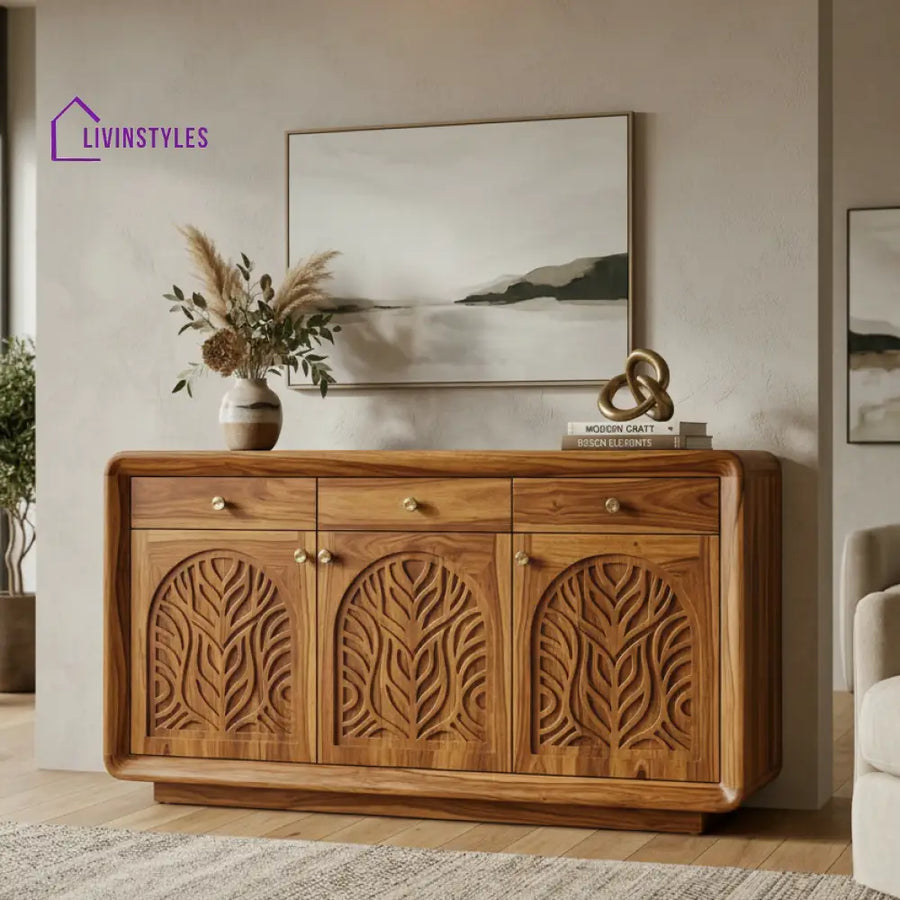 Rua Sheesham Wood Cabinet and Sideboard (Honey Finish)
