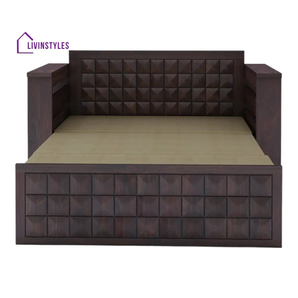 QuikLounge 2 Seater Walnut Sofa Cum Bed Sheesham Wood