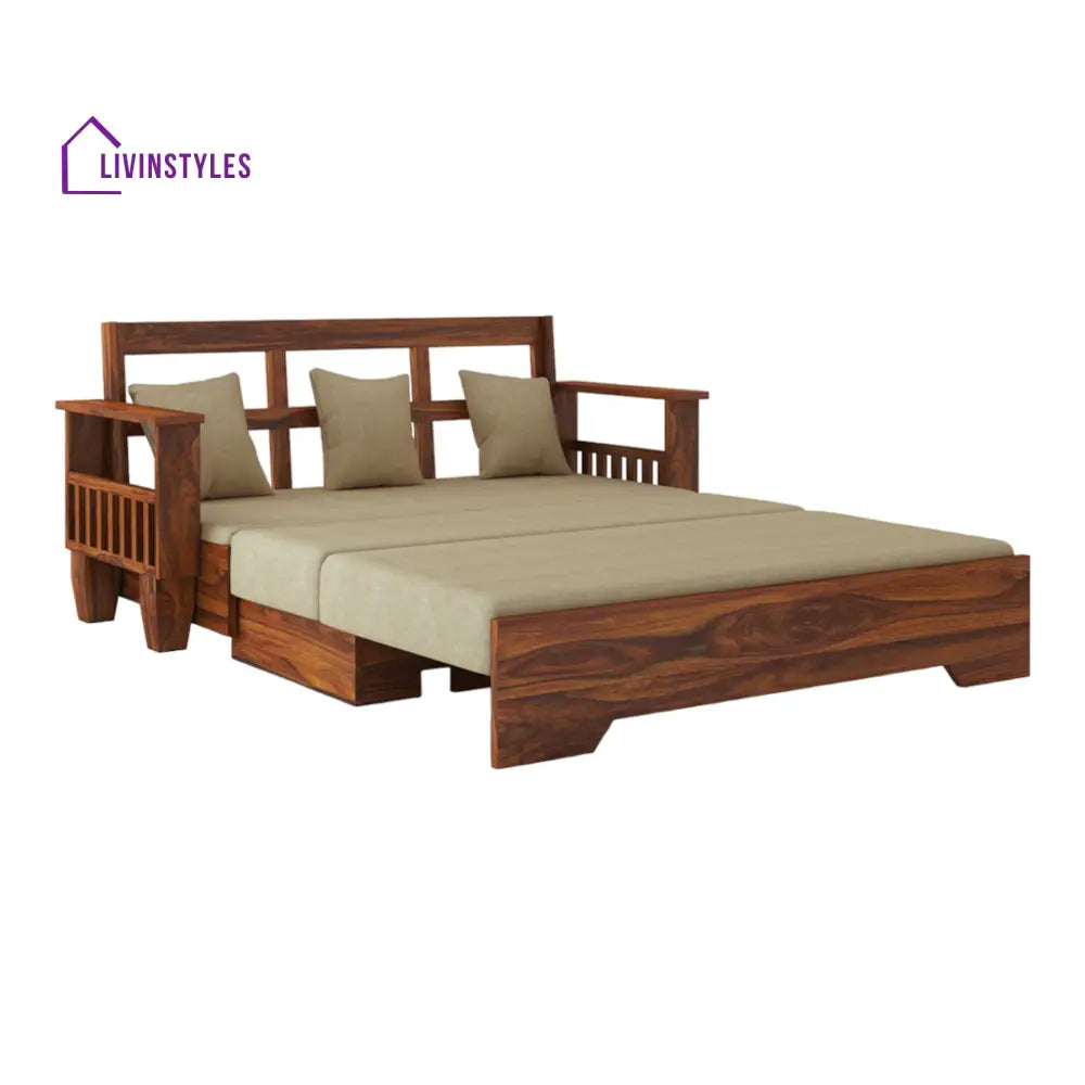 TrendiRest 3 Seater Sofa Cum Bed Sheesham Wood
